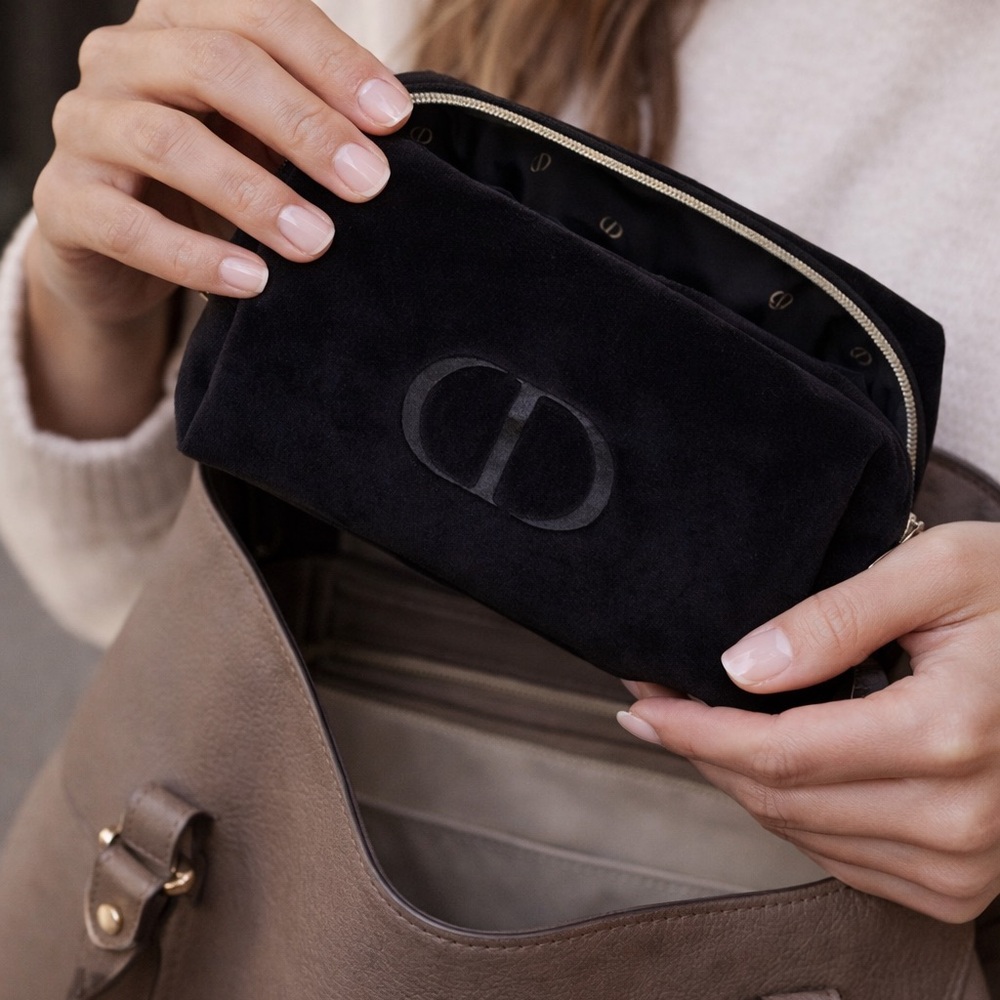 Authentic Dior Black Velvet Cosmetic Pouch New - From Dior Beauty Collection